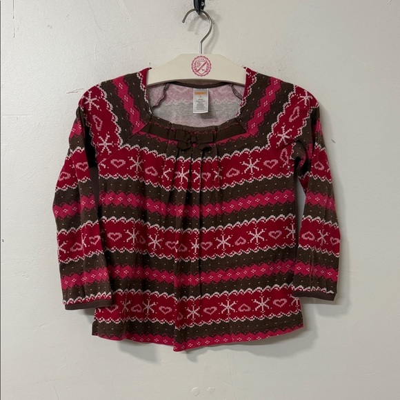 Gymboree Festive Pink and Brown Sweater - Picture 1 of 2